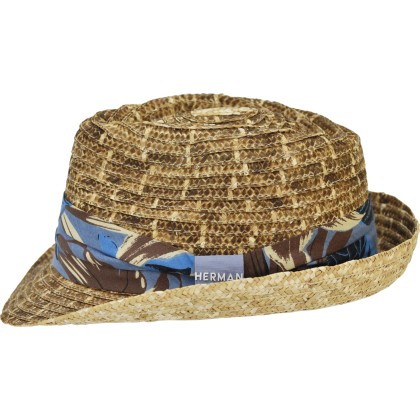 Small-brimmed hat made of natural burnt straw