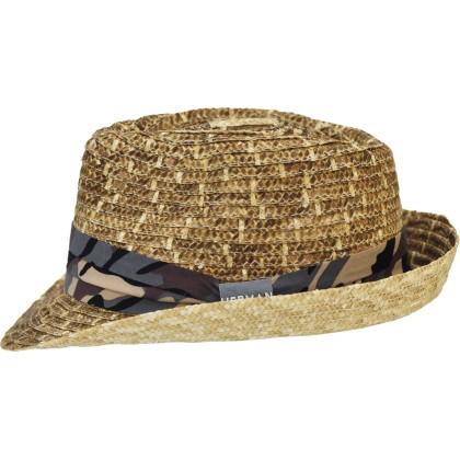 Chapeau petit bord en paille naturelle brulée