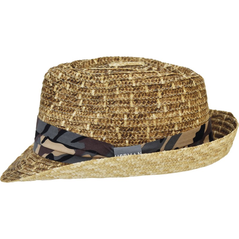 Chapeau petit bord en paille naturelle brulée