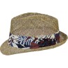 Chapeau petit bord en paille naturelle ajourée