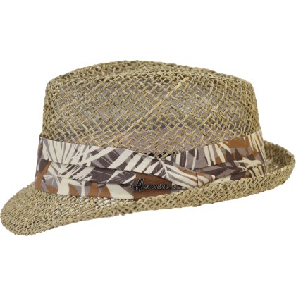 Chapeau petit bord en paille naturelle ajourée