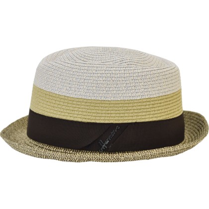 Chapeau petit bord "brooklyn" rayé en paille papier chinée