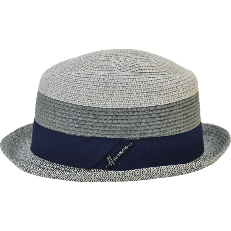 Chapeau petit bord "brooklyn" rayé en paille papier chinée