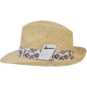 Chapeau grand bord en paille raphia avec un gros grain en tissu