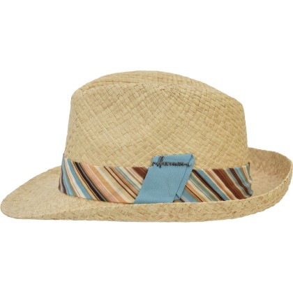 Large-brimmed raffia straw hat with a large fabric grosgrain ribbon