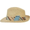 Chapeau grand bord en paille raphia avec un gros grain en tissu