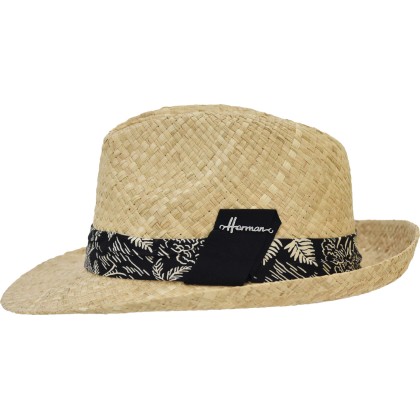 Large-brimmed raffia straw hat with a large fabric grosgrain ribbon