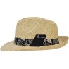 Large-brimmed raffia straw hat with a large fabric grosgrain ribbon
