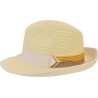 Chapeau grand bord relevé en paille papier unie avec un gros grain bic