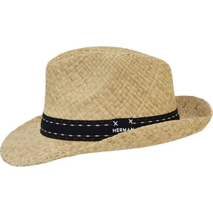 Chapeau grand bord en paille raphia avec un gros grain bicolore
