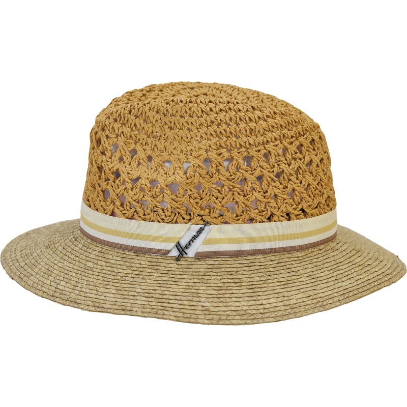 Chapeau grand bord avec la tête en paille papier crochet et son bord e