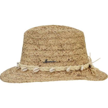 Wide-brimmed hat made of natural raffia straw