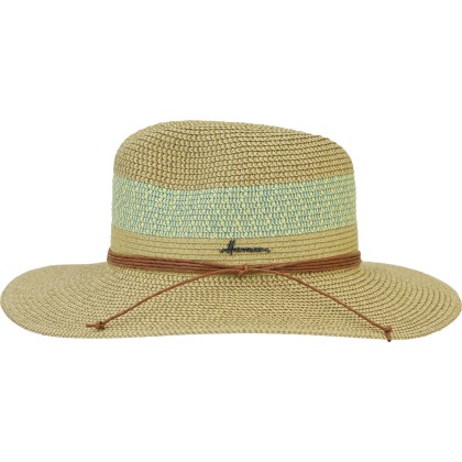 Wide-brimmed striped straw paper hat with a lace