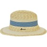 Wide-brimmed hat made of natural straw and paper straw