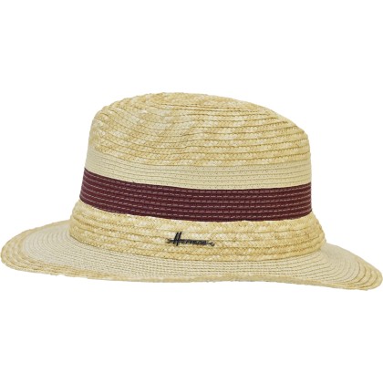 Chapeau grand bord rayé en paille naturelle et en paille papier