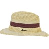Chapeau grand bord rayé en paille naturelle et en paille papier