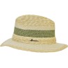 Chapeau grand bord rayé en paille naturelle et en paille papier