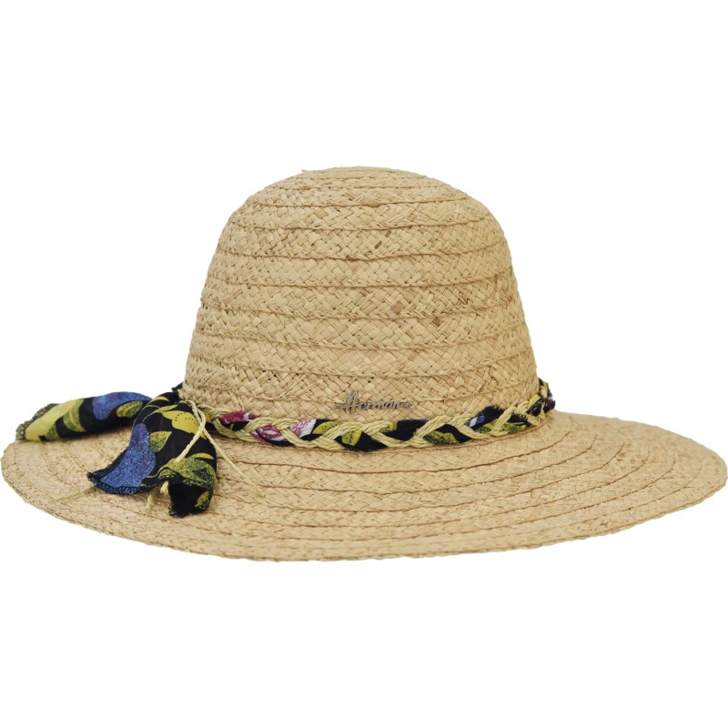 Raffia straw capeline hat