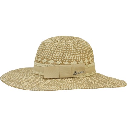 Two-tone straw paper capeline hat with lurex