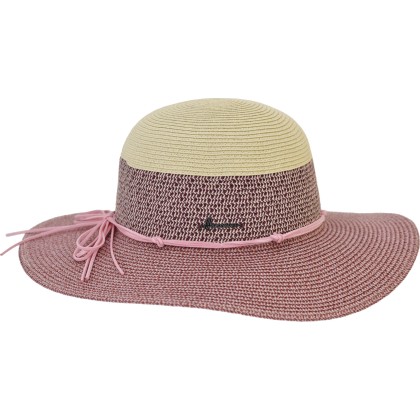 Faded paper straw capeline hat with a lace