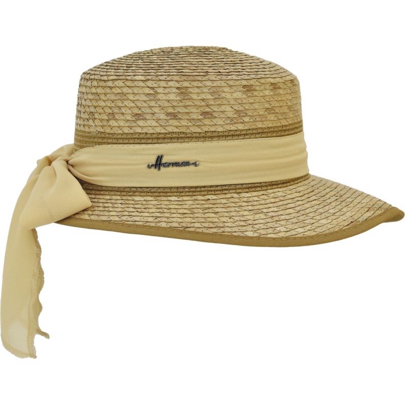 Two-tone cap made of natural straw and paper straw