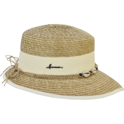 Two-tone cap made of natural straw and paper straw