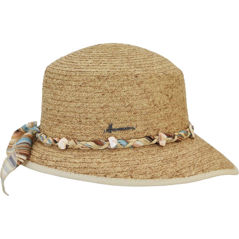 Natural raffia straw cap