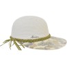Casquette en paille paier blanche avec le bord imprimé