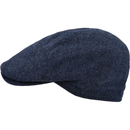 Flat cap in plain wool canvas and cashmere.