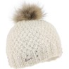 Bonnet grosse maille tricoté main + strass et pompon fausse fourrure