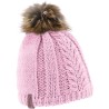 Bonnet enfant uni avec un pompon en fausse fourrure naturel doublé en