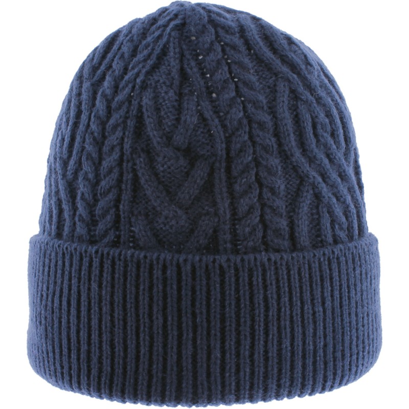 Men's plain twisted beanie with turn-up