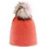 Very soft plain nylon hat with faux fur pompom