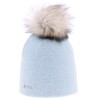 Very soft plain nylon hat with faux fur pompom