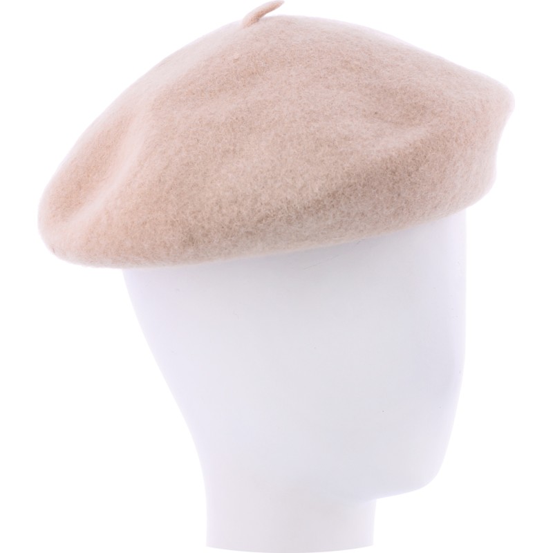 Wool felt beret, with drawstring