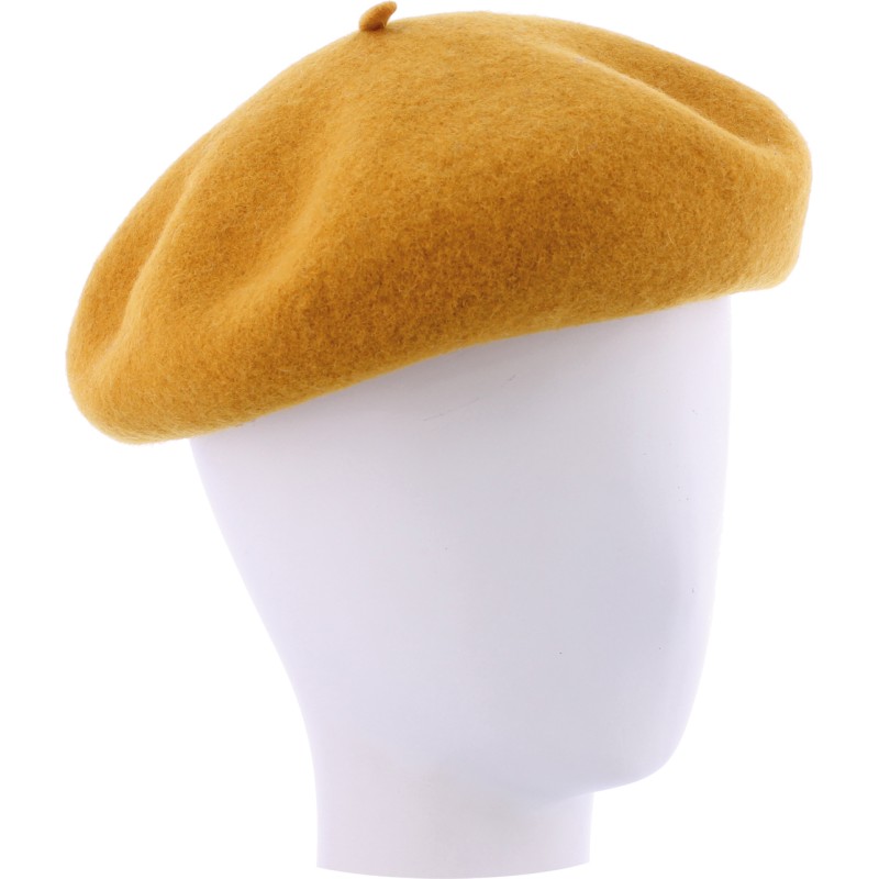 Wool felt beret, with drawstring