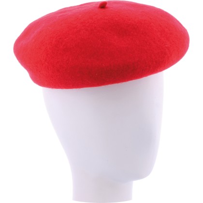 Wool felt beret, with drawstring