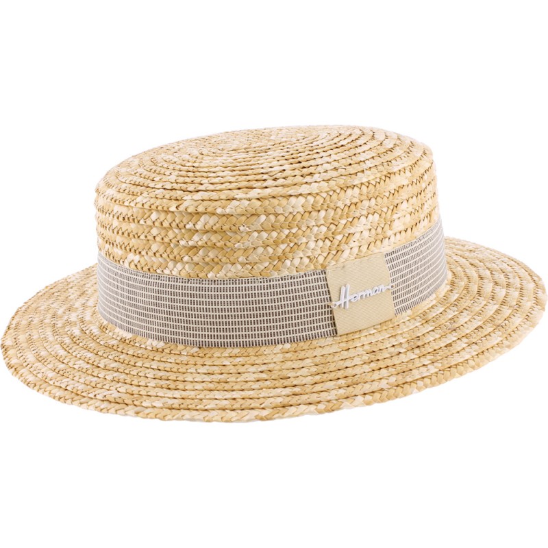 Natural straw boater