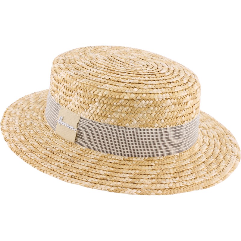 Natural straw boater