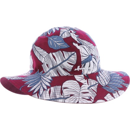 Printed hat.  Vegetal printed pattern. Big sun protection close to UPF