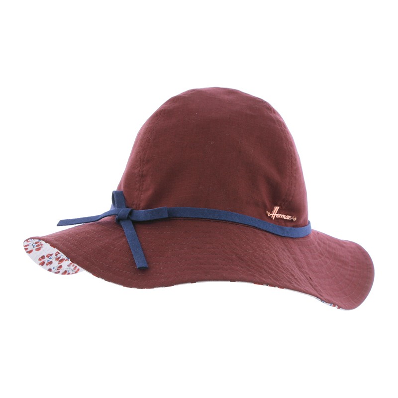 Reversible hat in suedeplain color and cotton