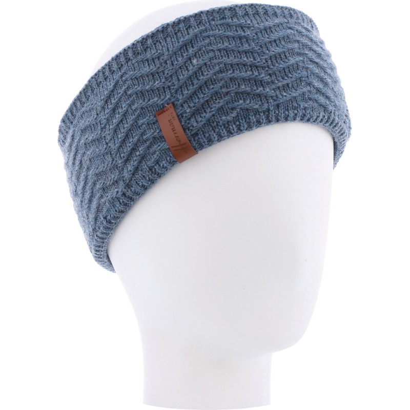 Plain adult headband with a fine chevron knit.