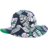 Printed hat.  Vegetal printed pattern. Big sun protection close to UPF